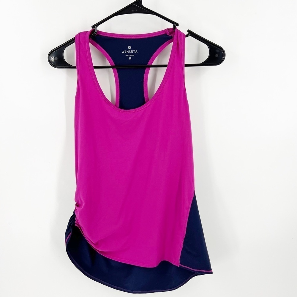 ✅ ATHLETA PINK/BLUE CHI RACERBACK‎ TANK SIZE MEDIUM